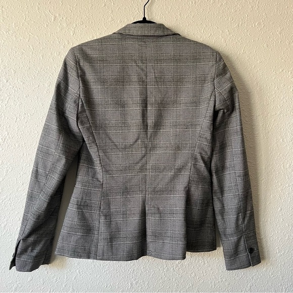 ZARA Tailored Plaid Professional Blazer Jacket Size 2 Grey - Picture 2 of 8